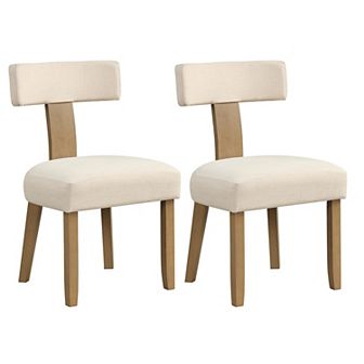 Dining Chairs Set Of 2 With Curved Backrest Padded Seat