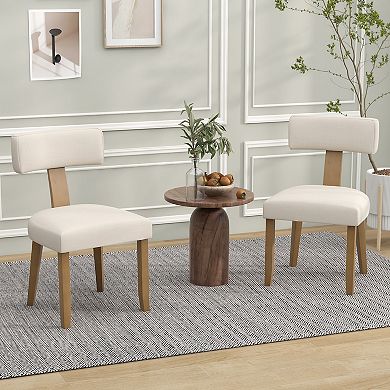 Dining Chairs Set Of 2 With Curved Backrest Padded Seat