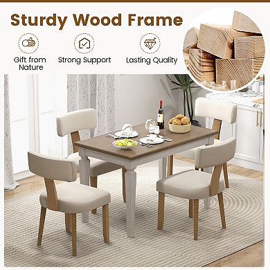 Dining Chairs Set Of 2 With Curved Backrest Padded Seat