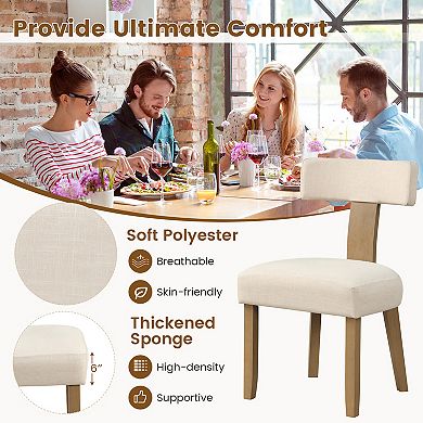 Dining Chairs Set Of 2 With Curved Backrest Padded Seat