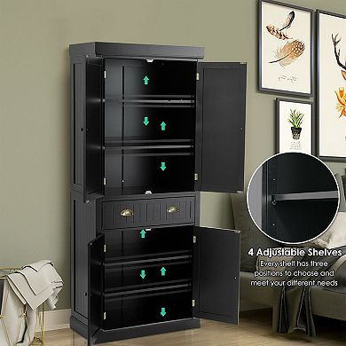 Traditional Freestanding Storage Cabinet with Adjustable Shelves and Drawer
