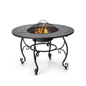 35.5 Feet Patio Fire Pit Dining Table With Cooking Bbq Grate