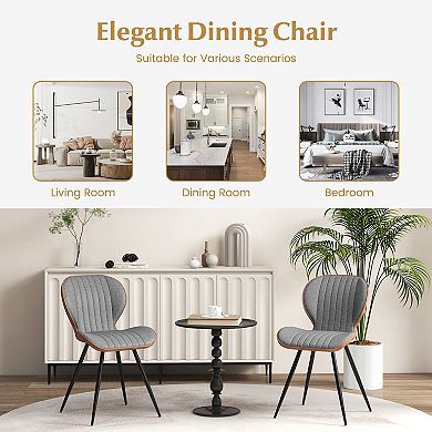 Set Of 2 Armless Dining Chair Modern Accent Chairs With Curved Backrest