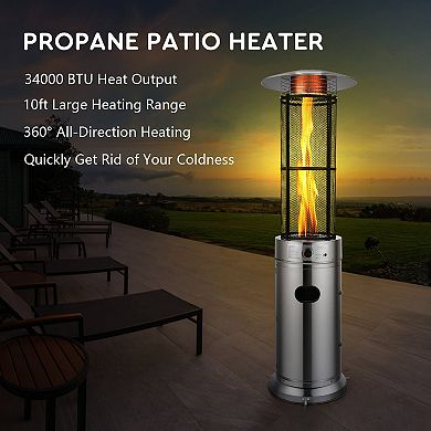 34000 BTU Stainless Steel Round Glass Tube Patio Heaters