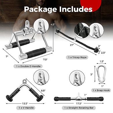 4-piece Cable Machine Attachment Set For Home Gym