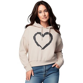 Women's Paintbrush Stroke Heart Graphic Cropped Hoodie