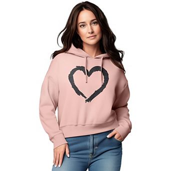 Women's Paintbrush Stroke Heart Graphic Cropped Hoodie