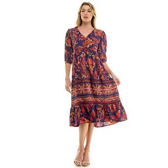 Women's Figueroa & Flower Printed V-Neck Maxi Dress