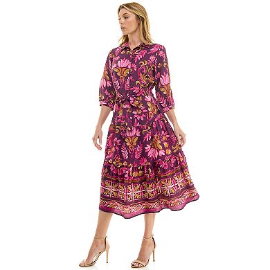 Women's Figueroa & Flower Bottom Border Button Down Dress