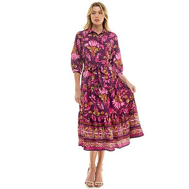 Women's Figueroa & Flower Bottom Border Button Down Dress
