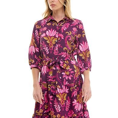 Women's Figueroa & Flower Bottom Border Button Down Dress