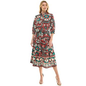 Women's Figueroa & Flower Bottom Border Button Down Dress