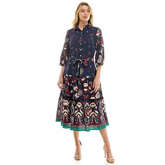 Women's Figueroa & Flower Bottom Border Button Down Dress
