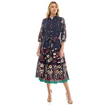 Women's Figueroa & Flower Bottom Border Button Down Dress
