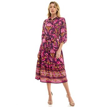 Women's Figueroa & Flower Bottom Border Button Down Dress