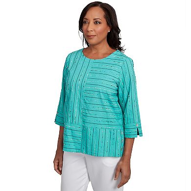 Petite Alfred Dunner Spliced Jacquard Texture Top