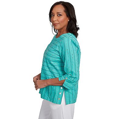 Petite Alfred Dunner Spliced Jacquard Texture Top