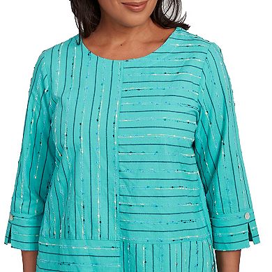 Petite Alfred Dunner Spliced Jacquard Texture Top