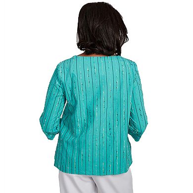 Petite Alfred Dunner Spliced Jacquard Texture Top