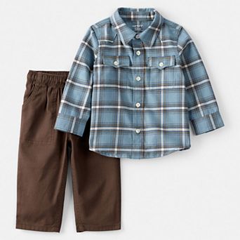 Baby Boy Carter’s 2 pc Plaid Shirt & Pants Set