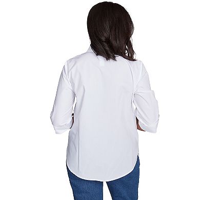 Petite Alfred Dunner Pearl Studded Button Down Top