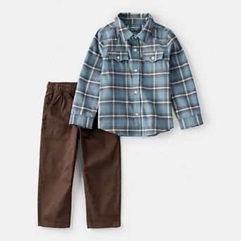 Toddler Boy Carter’s 2 pc Plaid Shirt & Pants Set