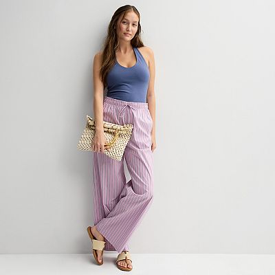 Juniors' Threads of Luxx Tie Front Stripe Pants