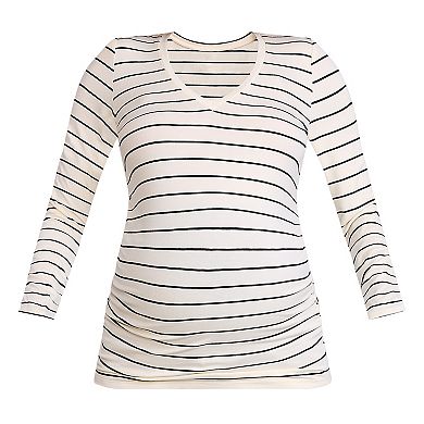 Maternity Motherhood® V-Neck Side Ruched Long Sleeve Tee