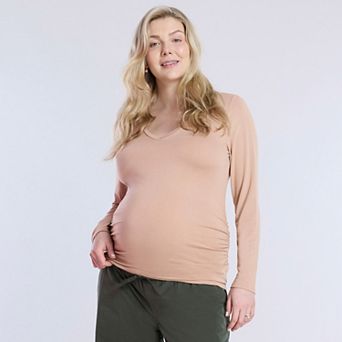 Maternity Motherhood® V-Neck Side Ruched Long Sleeve Tee