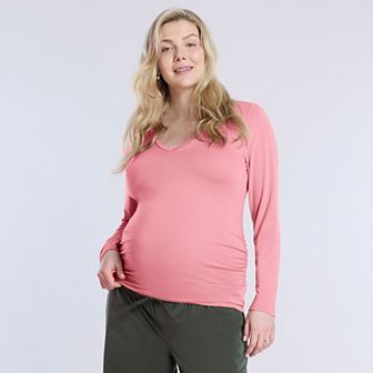 Maternity Motherhood® V-Neck Side Ruched Long Sleeve Tee