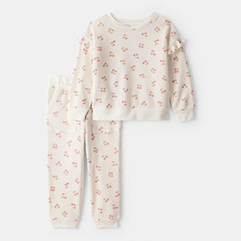 Toddler Girl Carter's 2 pc Cherry Fruit Print Long-Sleeve Tee & Pant Set