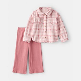 Toddler Girl Carter's 2 pc Plaid Top & Wide Leg Pants Set