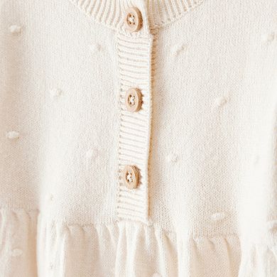 Baby Girl Carter's Cotton Long Sleeve Jumpsuit with Ruffle Detail