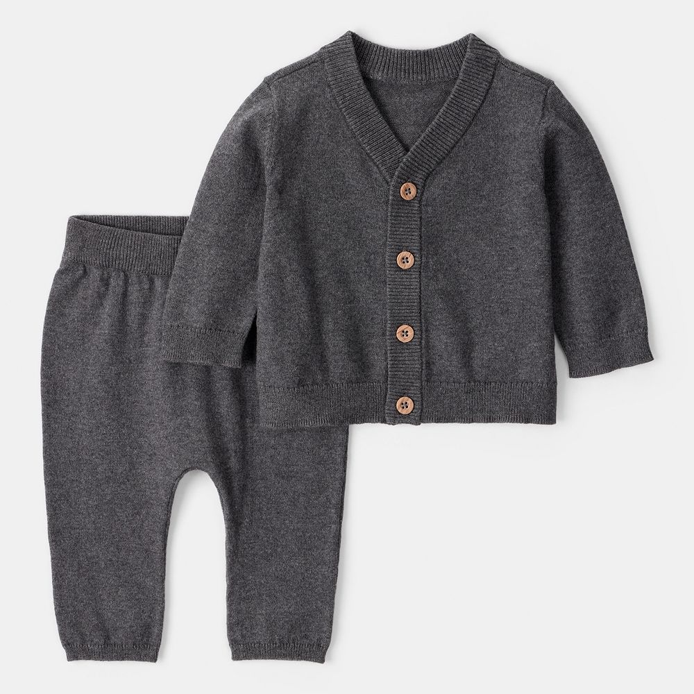 Carter's 2pc Baby Boy Grey/ Sage Soft Pants Set