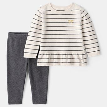 Baby Girl Carter's Bow Striped Long-Sleeve Tee & Pant Set