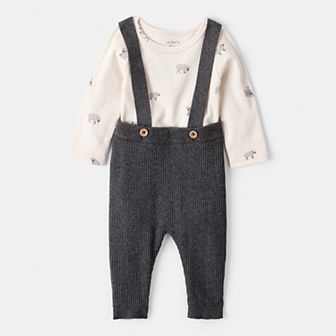 Baby Boy Carter's Sheep Print Cotton Long-Sleeve Overall Set