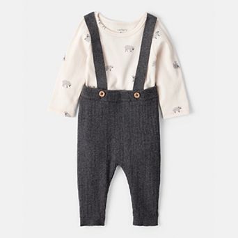 Baby Boy Carter's Sheep Print Cotton Long-Sleeve Overall Set