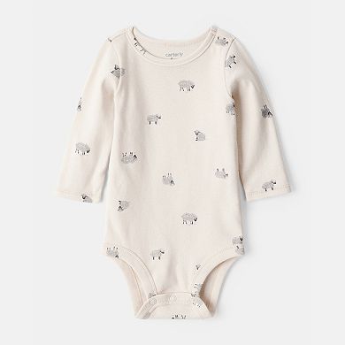Baby Boy Carter's Sheep Print Cotton Long-Sleeve Overall Set
