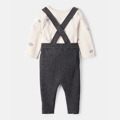 Baby Boy Carter's Sheep Print Cotton Long-Sleeve Overall Set