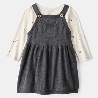 Baby Girl Carter's Bow Print Long-Sleeve Dress Set