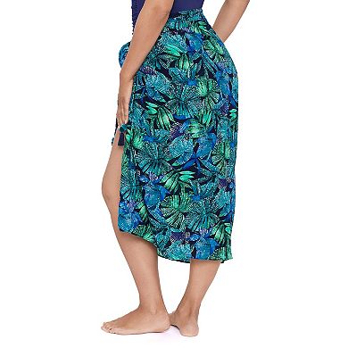 Women's Trimshaper Pareo Solid Midi Wrap Skirt Swim Cover Up