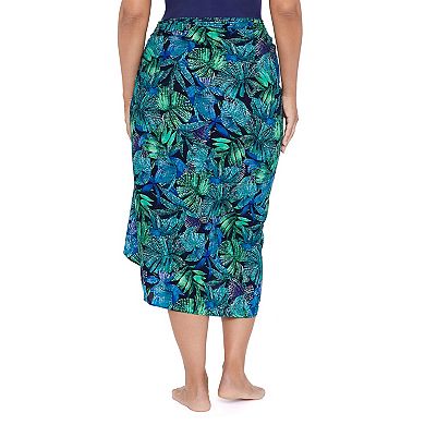 Women's Trimshaper Pareo Solid Midi Wrap Skirt Swim Cover Up