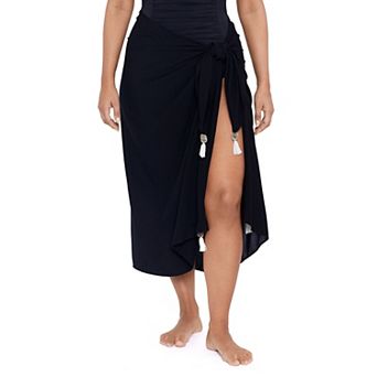Women's Trimshaper Pareo Solid Midi Wrap Skirt Swim Cover Up
