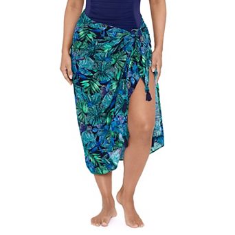 Women's Trimshaper Pareo Solid Midi Wrap Skirt Swim Cover Up
