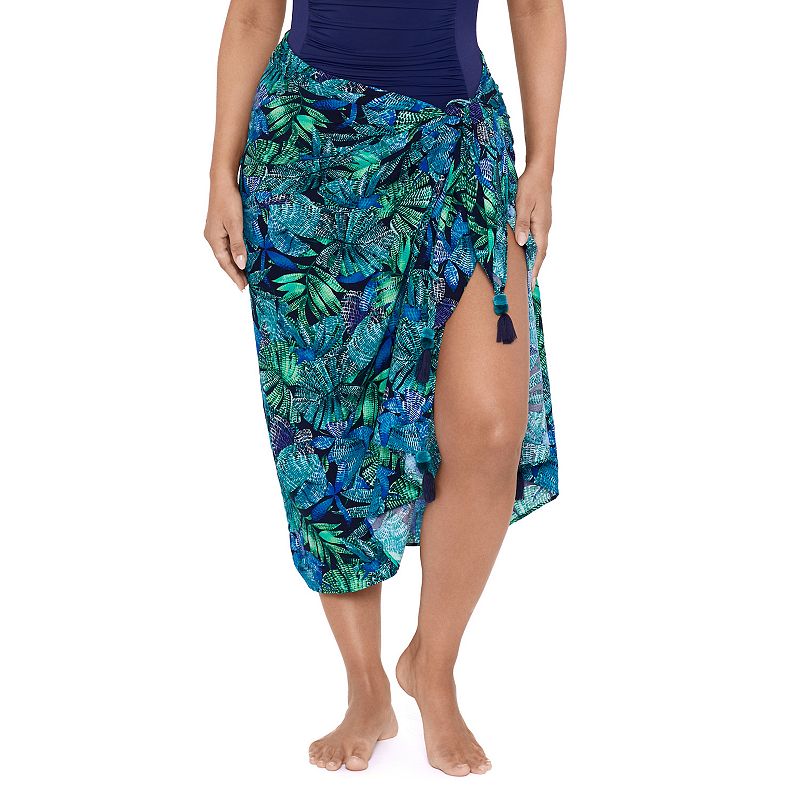 Women's Trimshaper Pareo Solid Midi Wrap Skirt Swim Cover Up, Multi