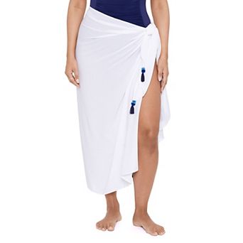 Women's Trimshaper Pareo Solid Midi Wrap Skirt Swim Cover Up