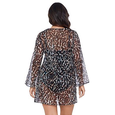 Women's Trimshaper Solid Embroidered Coverup Dress