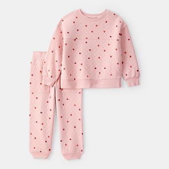 Toddler Girl Carter's 2 pc Apple Print Doubleknit Sweatshirt & Pant Set