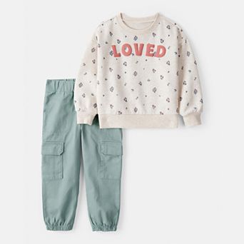 Toddler Girl Carter's 2 pc "Loved" Pullover Sweatshirt & Pant Set