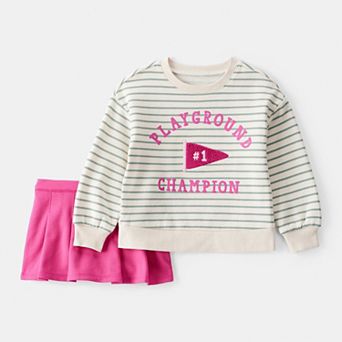 Toddler Girl Carter's 2 pc "Playground Champion" Striped Top & Skirt Set